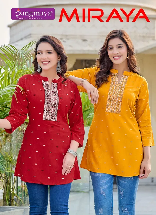 Miraya By Rangmaya Rayon Tunic Ladies Top Wholesale Market In Surat