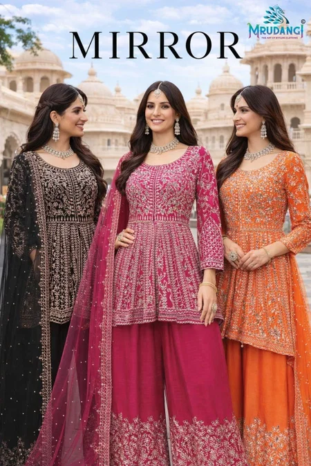 Mirror By Mrudangi Chinon Wholesale Readymade Plazzo Suits Suppliers In Mumbai

