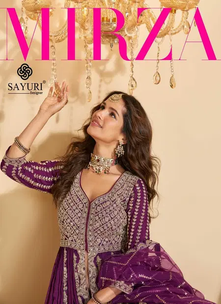 Mirza By Sayuri Chinon Silk Embroidery Surat Gown With Dupatta Wholesale Market
