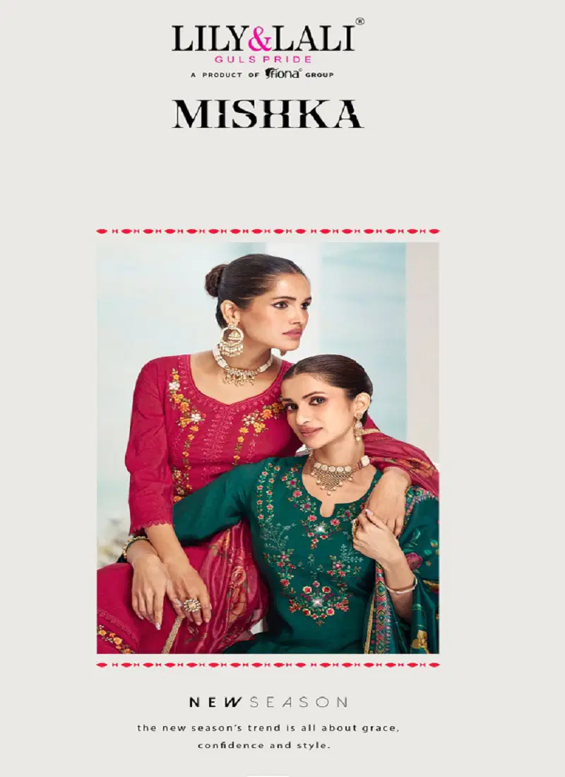 Mishka By Lily And Lali Viscose Silk Top Bottom With Dupatta Online Wholesale Catalog