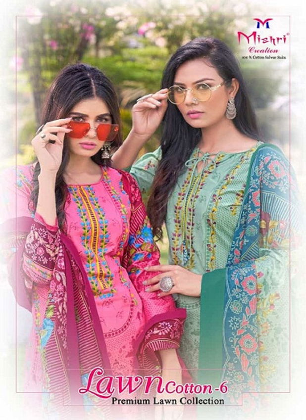 Mishri Lawn Cotton 6 Latest fancy Designer Casual Regular Wear Printed Cotton Karachi Dress Material Collection
