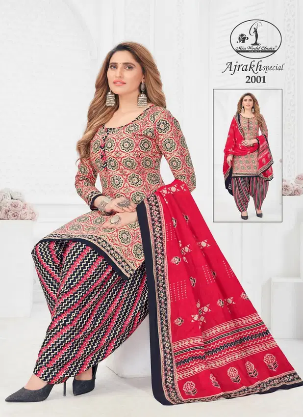 Miss World Ajrakh Vol 2 Designer Cotton Dress Material
