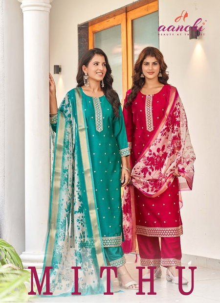 Mithu By Aanchi Crystal Silk Online Kurti With Bottom Dupatta Wholesale
