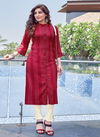 Mittoo Mohini 10 Stylish Party Wear Rayon Weaving Strips Kurtis With Bottom Collection
