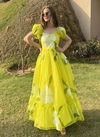 MK Neon Floral Maxi Organza Printed Designer Gown Catalog