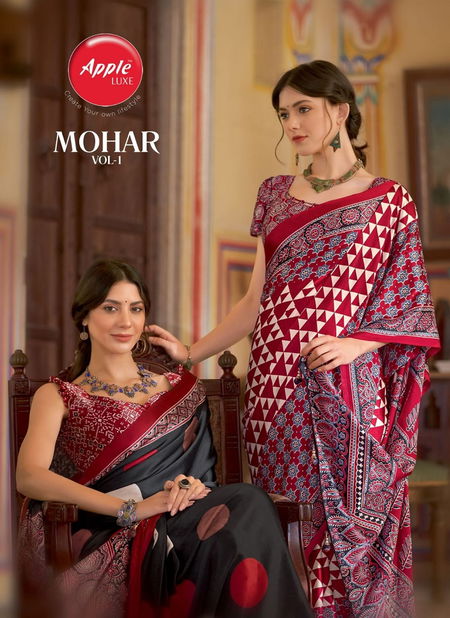 Mohar Vol 1 By Apple Japan Satin Printed Designer Sarees Wholesale Price In Surat Catalog