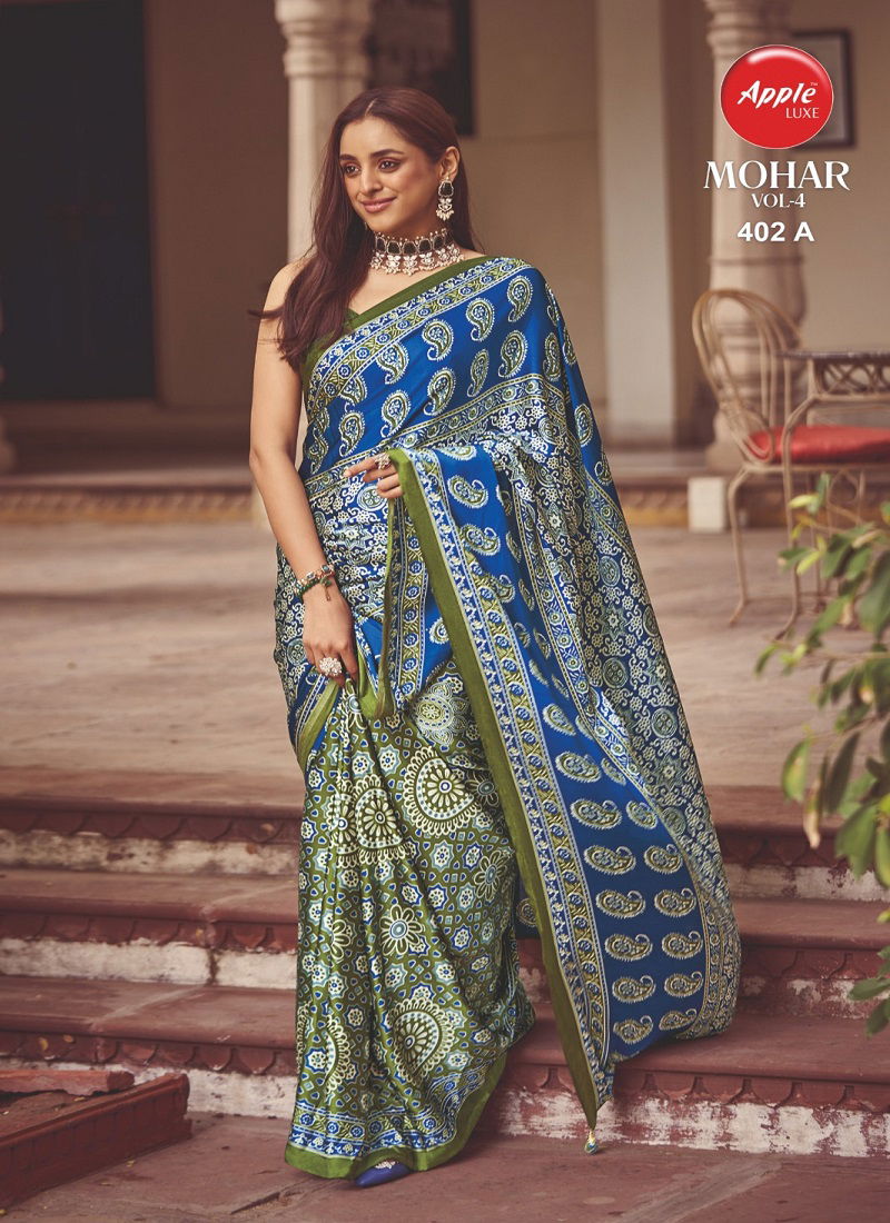 Mohar Vol 4 By Apple Crepe Printed Designer Sarees Wholesale Shop In Surat
 Catalog