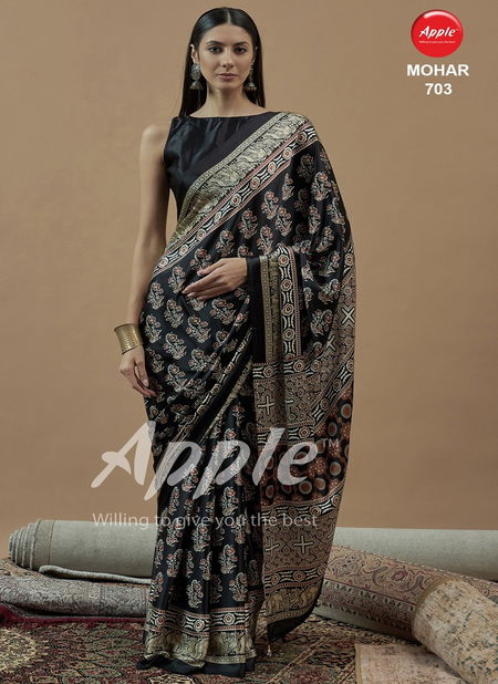 Mohar Vol 7 By Apple Japan Satin Ajhrakh Printed Sarees Wholesale In India Catalog