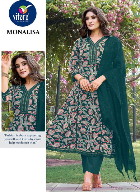 Monalisa By Vitara Georgette Printed Kurti With Bottom Dupatta Wholesale Shop In Surat
 Catalog