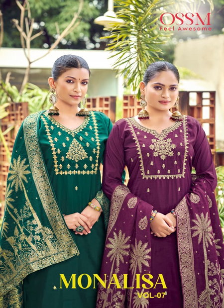 Monalisa Vol 7 By Ossm Roman Silk Wholesale Kurti With Bottom Dupatta In India