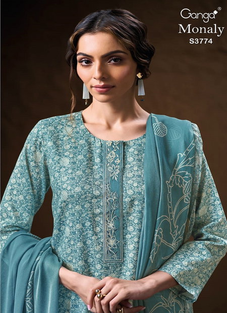 Monaly 3774 By Ganga Cotton Satin Designer Salwar Kameez Wholesalers In Surat