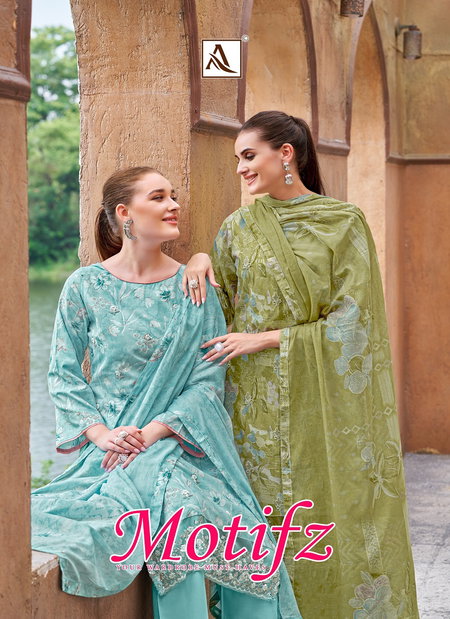 Motifz By Alok Cambric Cotton Printed Embroidery Dress Material Suppliers In Mumbai
