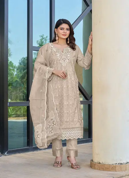 MR 1033 A To E By Mushk Organza Embroidery Readymade Suits Wholesale Online