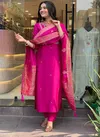MT Chanderi Silk Embroidery Kurti With Bottom Dupatta Wholesale Shop In Surat
