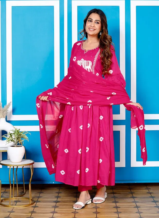 MT Pure Cotton Printed Embroidery Kurti With Bottom Dupatta Online Wholesale