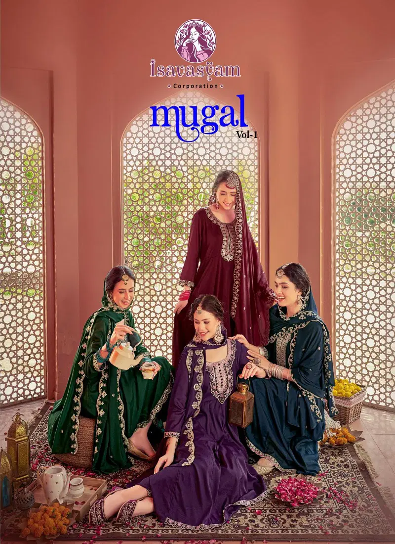 Mugal Vol 1 By Isavasyam Georgette Shimmer Anarkali Kurti Bottom With Dupatta Wholesale In India Catalog