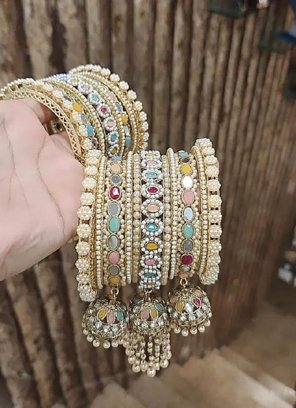 Multi Stone With JhumarKada Bridal Bangles Wholesale Shop In SUrat
