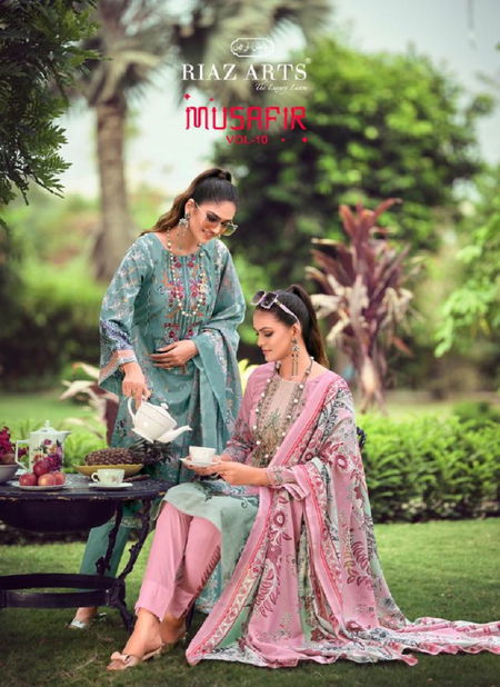 Musafir Vol 10 By Riaz Arts Printed Karachi Cotton Dress Material Wholesale Shop In Surat
 Catalog