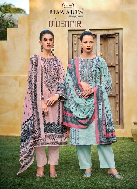 Musafir Vol 25 By Riaz Arts Lawn Digital Printed Online Dress Material Wholesale