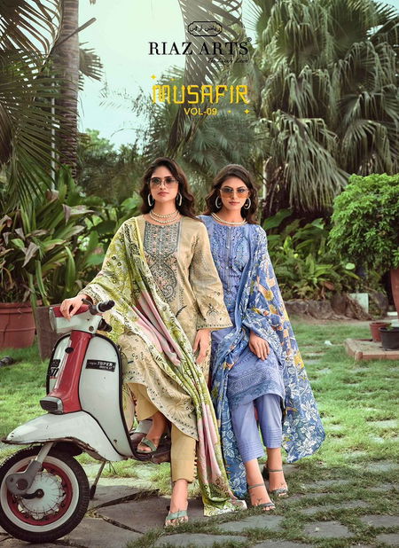 Musafir Vol 9 By Riaz Arts Printed Karachi Cotton Dress Material Wholesale Shop In Surat
 Catalog