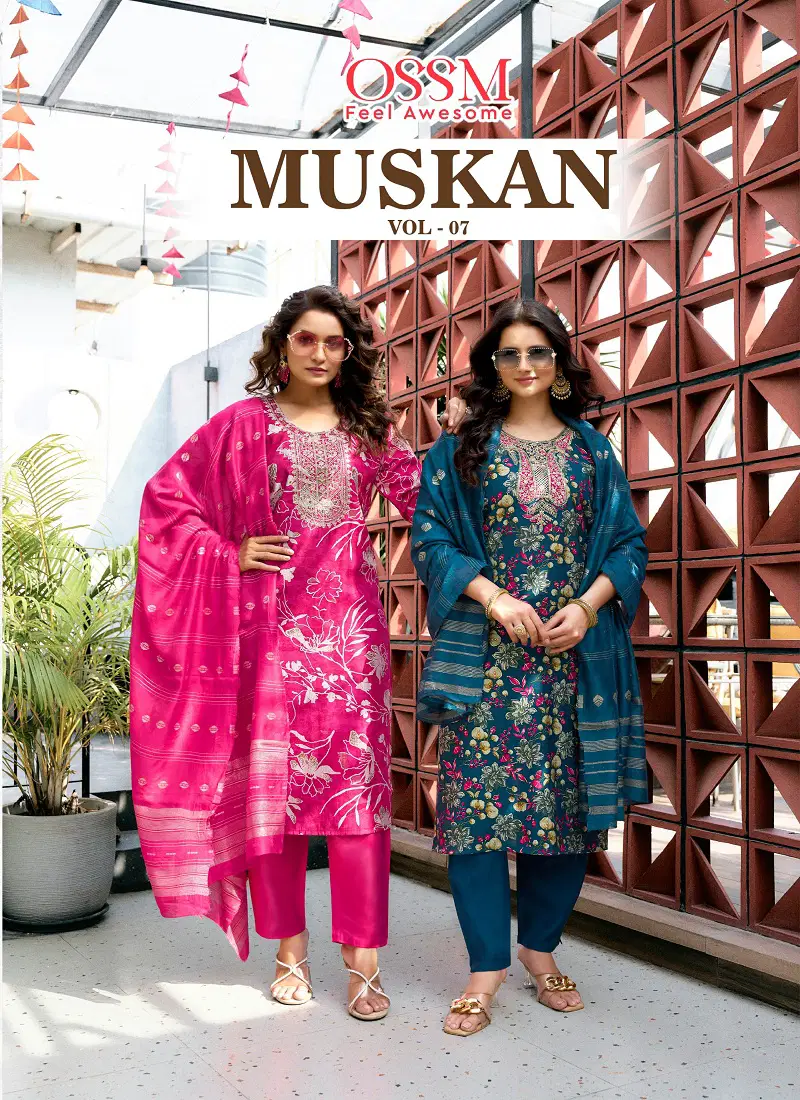 Muskan Vol 7 By Ossm Vetican Silk Kurti With Bottom Dupatta Orders In India Catalog