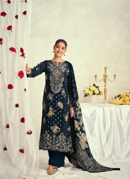 Musq By Glossy Natural Crape Printed Dress Material Wholesalers In Surat
