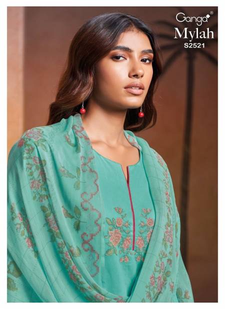 Mylah 2521 By Ganga Embroidery Premium Cotton Dress Material Wholesale Shop In Surat