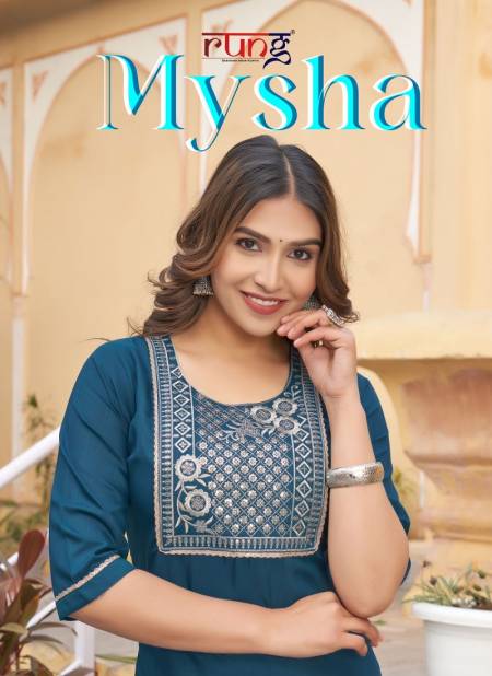 Mysha By Rung Rayon Embroidery Kurtis Wholesale Clothing Distributors In India Catalog