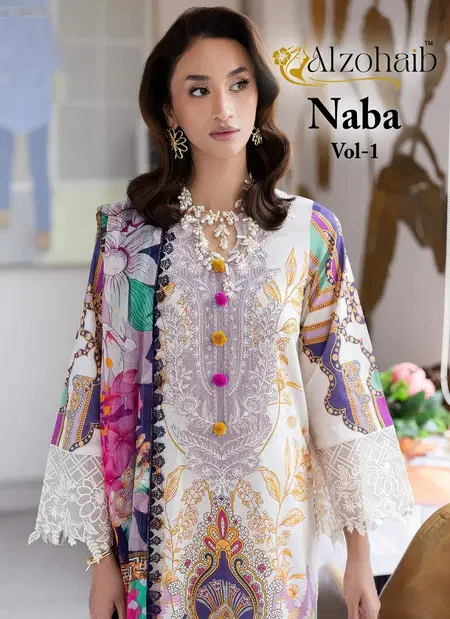 Naba Vol 1 By Alzohaib Cotton Dupatta Pakistani Salwar Suits Wholesale Online