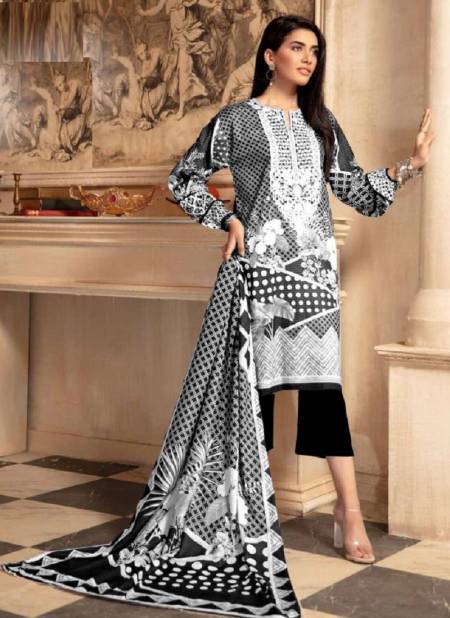 Nafisa Black And White 4 fancy Designer Casual Wear Karachi Cotton Dress Material Collection Catalog