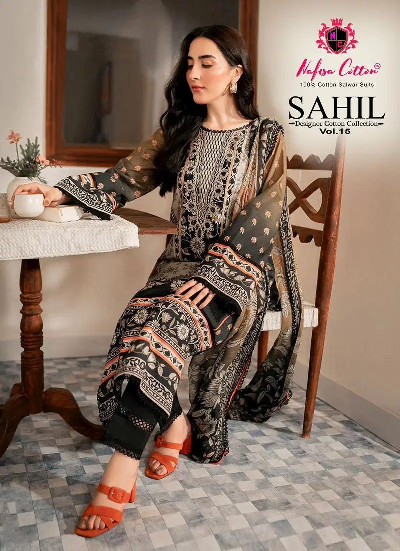 Nafisa Sahil Vol 15 Karachi Pure Cotton Dress Material Wholesale In India Catalog