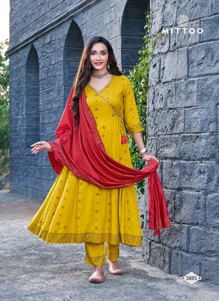 Nafiza By Mittoo Rayon Slub Designer Kurti With Bottom Dupatta Wholesale Price In Surat
