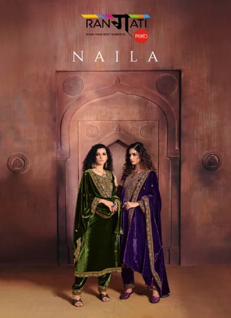 Naila By Rangati Silk Velvet Embroidery Wholesale Salwar Kameez In India