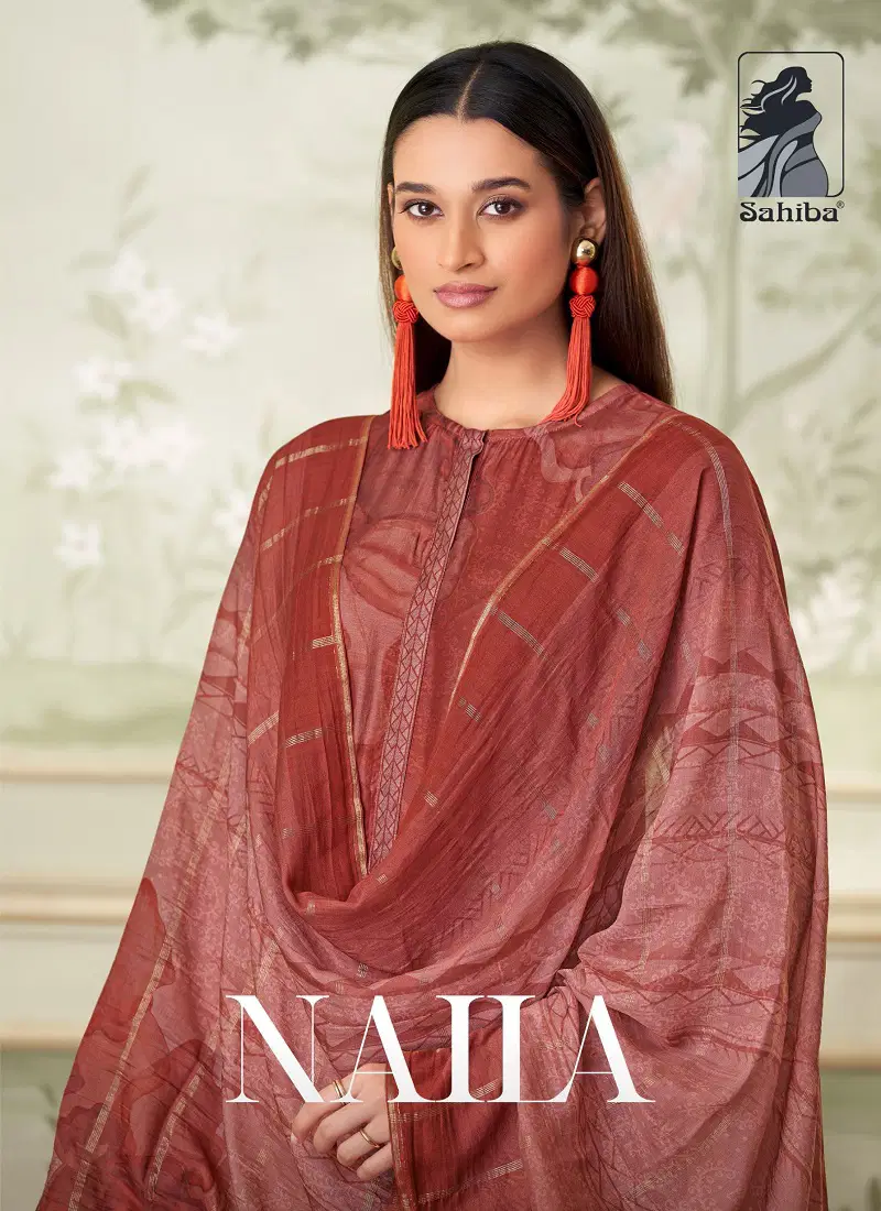 Naila By Sahiba Muslin Silk Digital Printed Dress Material Suppliers In india Catalog