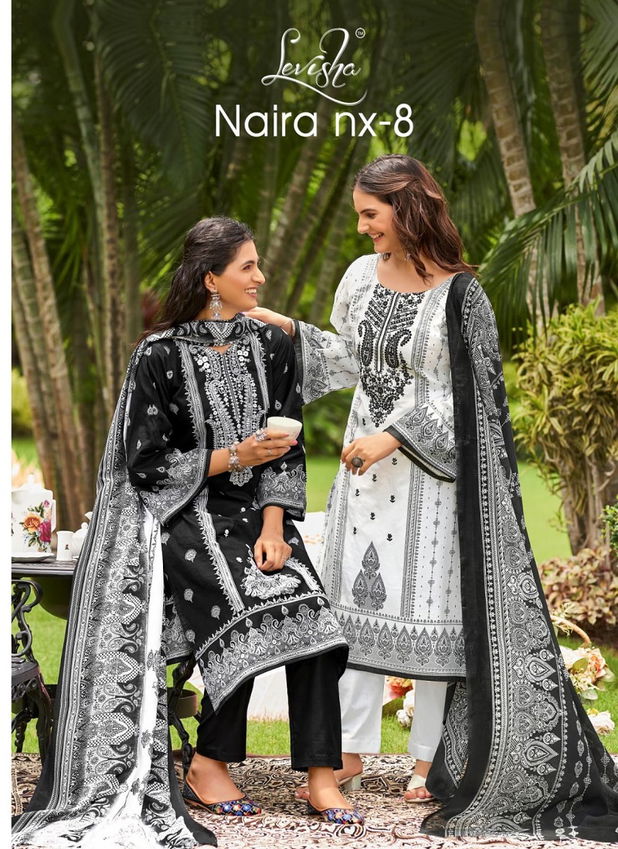 Naira Nx Vol 8 Black And White By Levisha Cambric Pakistani Dress Material Wholesale Online
