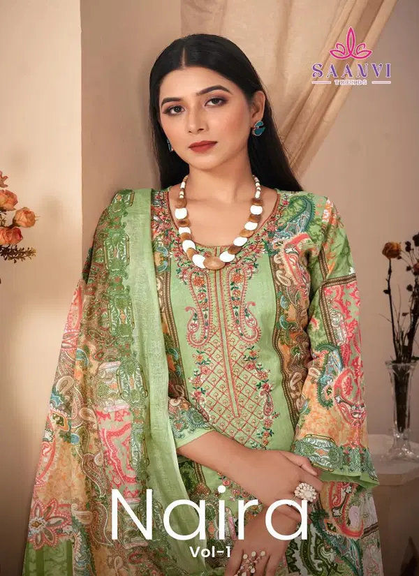 Naira Vol 1 By Saanvi Lawn Cotton Pakistani Dress Material Wholesale Shop In Surat