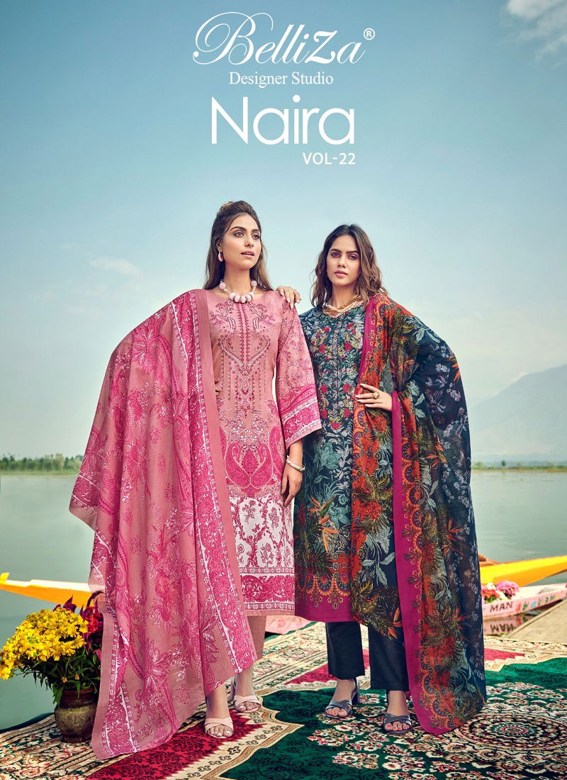 Naira Vol 22 By Belliza Printed Cotton Dress Material Catalog

