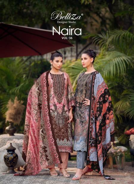 Naira Vol 36 By Belliza Embroidery Printed Cotton Dress Material Wholesale Shop In Surat Catalog