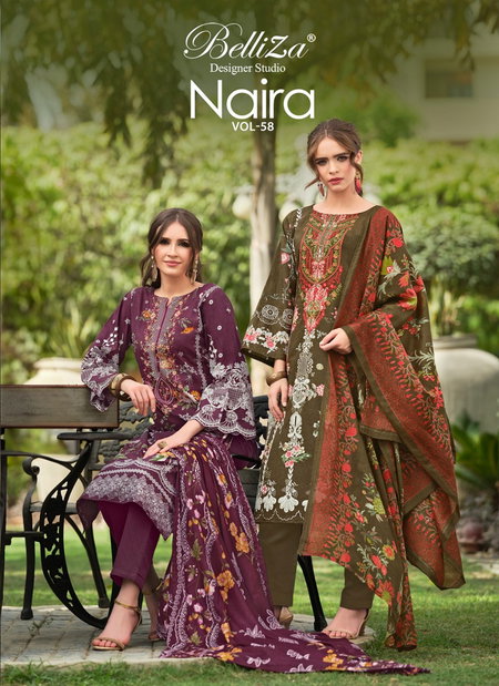 Naira Vol 58 By Belliza Printed Cotton Dress Material Wholesale Shop In Surat
