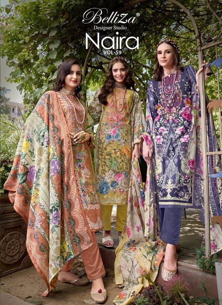 Naira Vol 59 By Belliza Cotton Printed Dress Material Wholesale Clothing Suppliers In India
