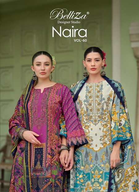 Naira Vol 60 By Belliza Printed Cotton Dress Material Wholesale Clothing Distributors In India
