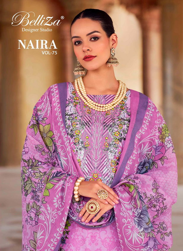 Naira Vol 75 By Belliza Cotton Printed Dress Material Wholesale Shop In Surat