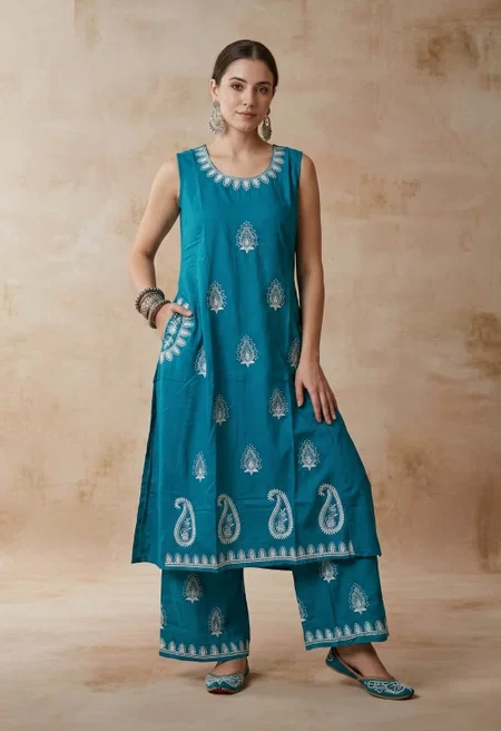 K 1055 By Naisha Rayon Embroidery Kurti With Bottom
