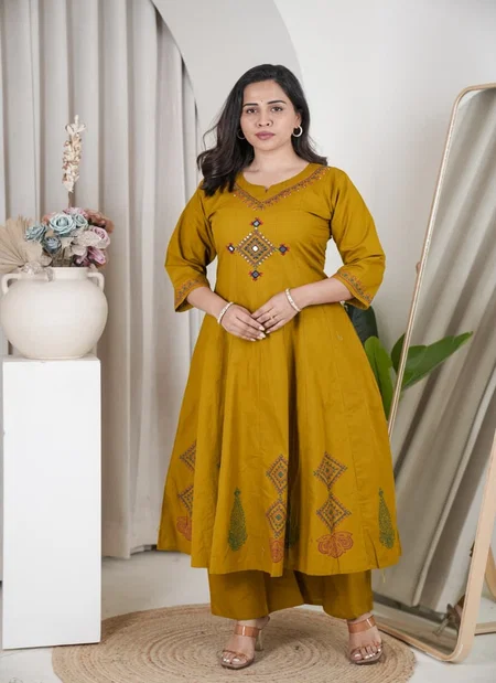 Naisha K 610 Cotton With Fancy Work Kurti With Pant Exporters In India