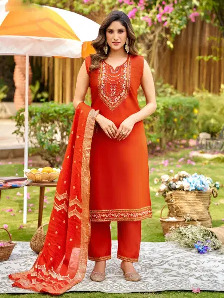 Naisha K 713 Roman With Manual Work Kurti With Bottom Dupatta Exporters In India