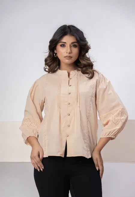 Naisha K 815 Cotton Slub Shifly Worked Bulk Ladies Top Shirt Orders In India
