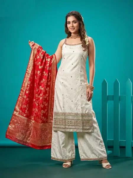 Naisha K 975 Self Jacquard Banarasi Bulk Kurti With Bottom woth Dupatta