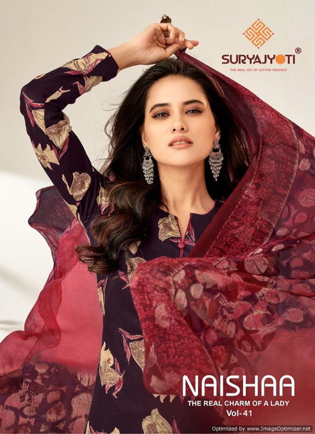 Naishaa Vol 41 By Suryajyoti Jaam Satin Printed Dress Material Wholesale Market In Surat