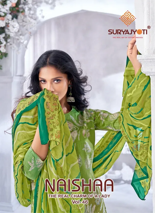 Naishaa Vol 46 By Suryajyoti Jam Satin Printed Dress Material Orders In India