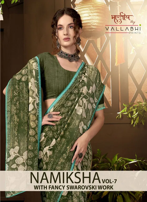 Namiksha Vol 7 By Vallabhi Printed Georgette Sarees Wholesale Price In Surat
